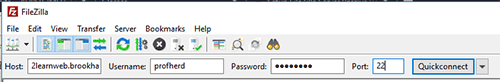 FileZilla connection fields