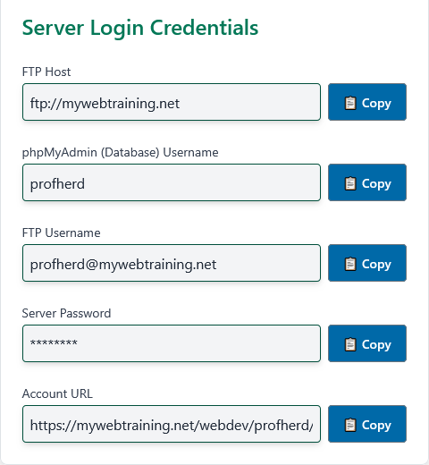 Server credentials
