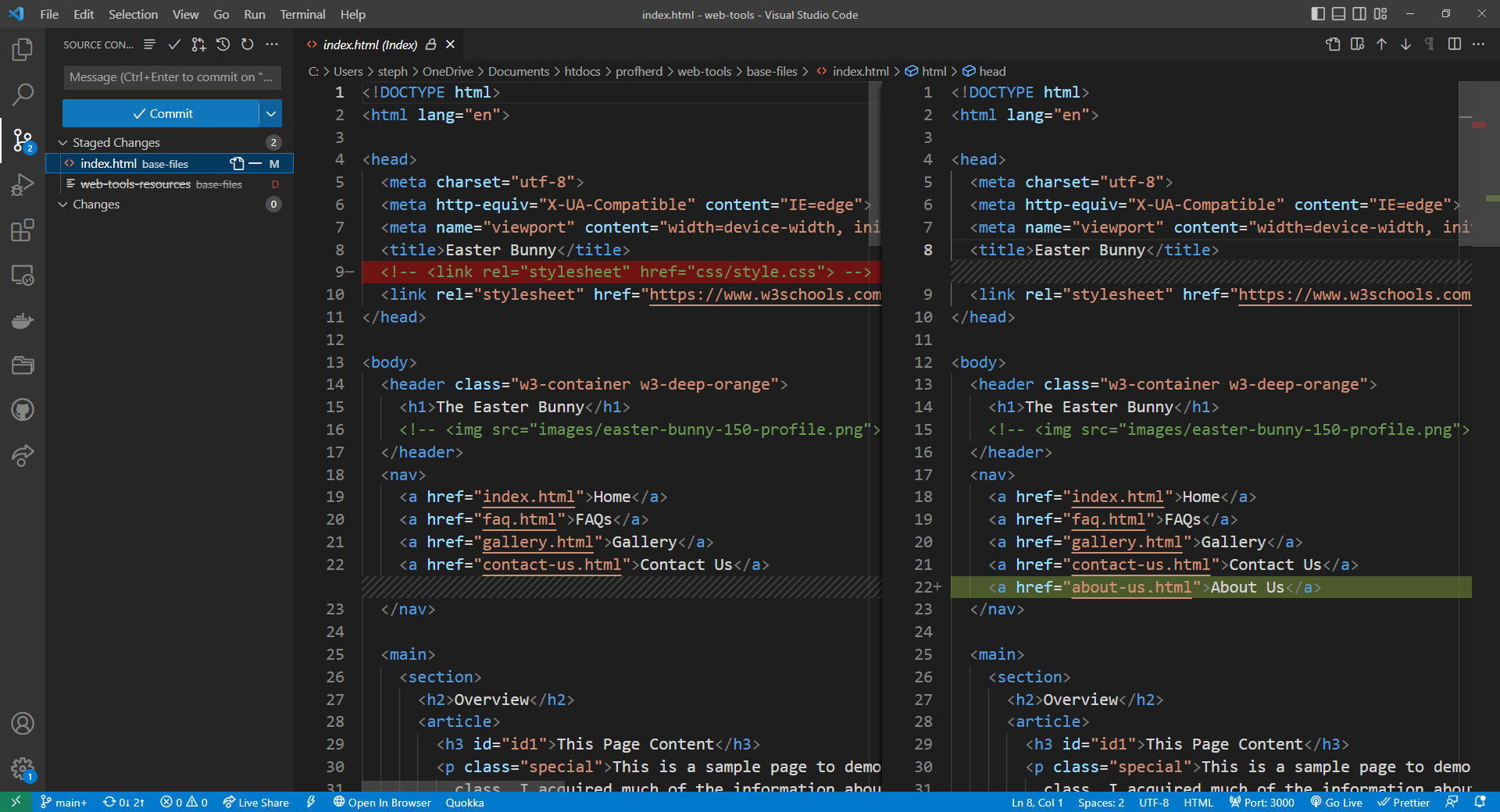Git Review Changes in VS Code